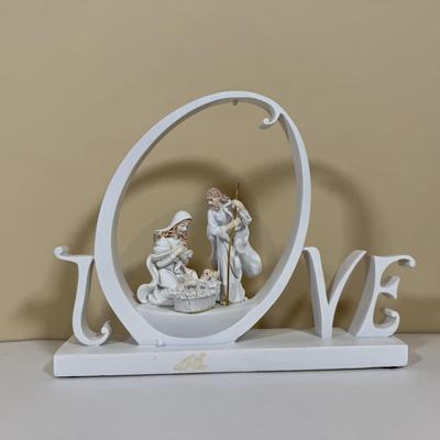 LOT 63B: Holy Family Love Sculpture, Church Birdhouses & More Religious Decor