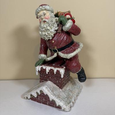 LOT 64B: Mrs Claus in Rocking Chair, White Santa, Woodland Santa & Chimney Sculpture