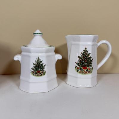 LOT 70B: Lenox Holiday Thermos & Lamb Figurine, Pfaltzgraff Holiday Dishes, Christmas Mugs & More