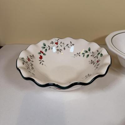 LOT 70B: Lenox Holiday Thermos & Lamb Figurine, Pfaltzgraff Holiday Dishes, Christmas Mugs & More