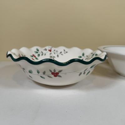 LOT 70B: Lenox Holiday Thermos & Lamb Figurine, Pfaltzgraff Holiday Dishes, Christmas Mugs & More