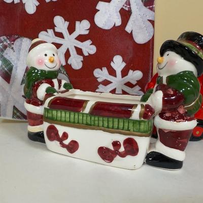 LOT 70B: Lenox Holiday Thermos & Lamb Figurine, Pfaltzgraff Holiday Dishes, Christmas Mugs & More