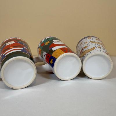 LOT 70B: Lenox Holiday Thermos & Lamb Figurine, Pfaltzgraff Holiday Dishes, Christmas Mugs & More