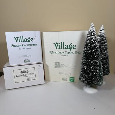 LOT 71B: Department 56 Village Trees, Accessories, Light Cords & More