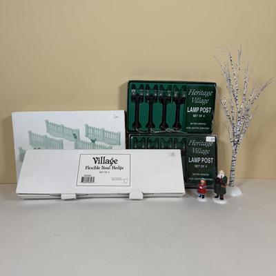 LOT 71B: Department 56 Village Trees, Accessories, Light Cords & More