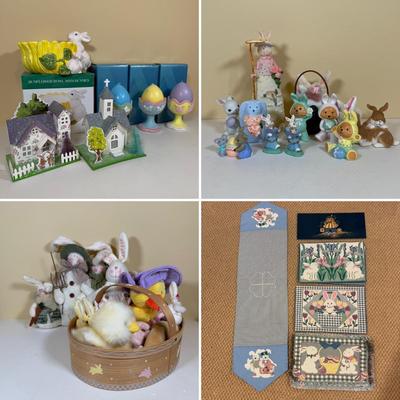 LOT 72B: Spring Home Decor Collection - Avon Egg Candles, Figurines, Sunflower Bowl w/ Bunnies & More