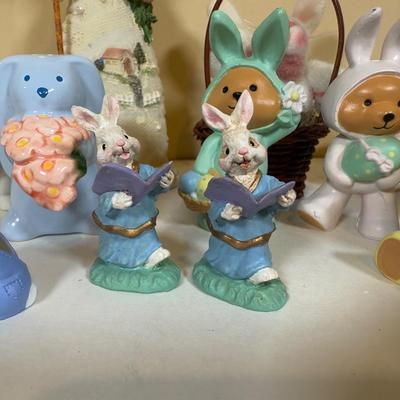 LOT 72B: Spring Home Decor Collection - Avon Egg Candles, Figurines, Sunflower Bowl w/ Bunnies & More