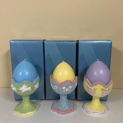 LOT 72B: Spring Home Decor Collection - Avon Egg Candles, Figurines, Sunflower Bowl w/ Bunnies & More