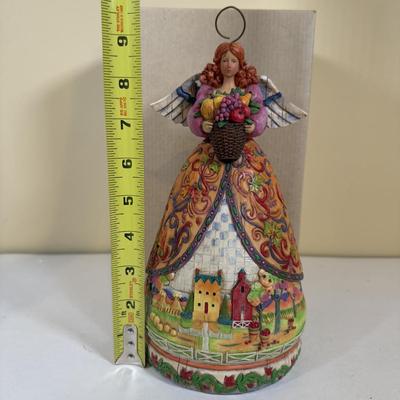 LOT 73B: Autumn Halloween Home Decor Collection - Jim Shore Bountiful Angel w/ Box, 1988 Scioto Mold Grumpy Jack O Lantern & More