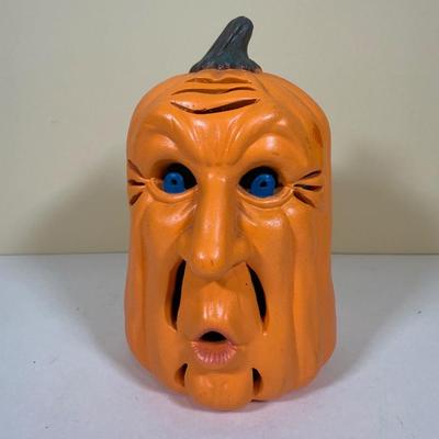 LOT 73B: Autumn Halloween Home Decor Collection - Jim Shore Bountiful Angel w/ Box, 1988 Scioto Mold Grumpy Jack O Lantern & More