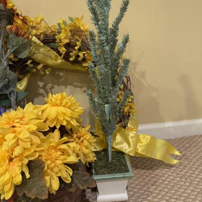 LOT 79B: Large Collection of Spring Faux Flowers & Wreaths