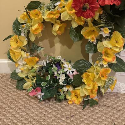 LOT 79B: Large Collection of Spring Faux Flowers & Wreaths