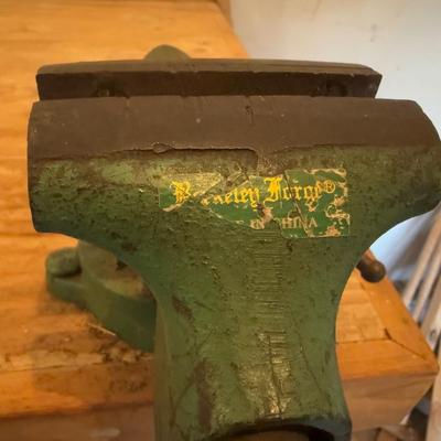 LOT 128G: Wooden Workbench w/ Vice