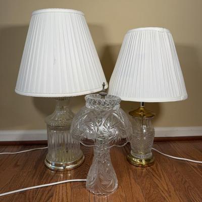 LOT 129L: Three Crystal Table Lamps