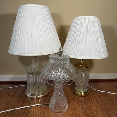 LOT 129L: Three Crystal Table Lamps