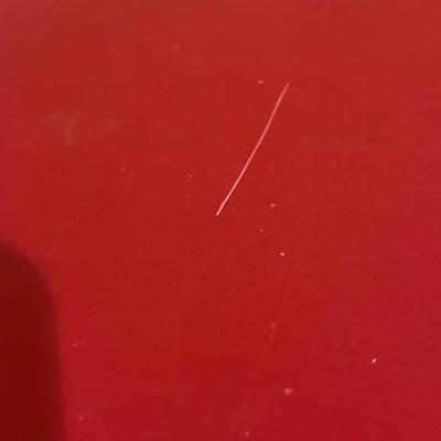 LOT 161B: Painted Apple Decor Table & Red Side Table w/ Baskets