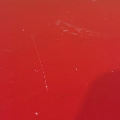 LOT 161B: Painted Apple Decor Table & Red Side Table w/ Baskets