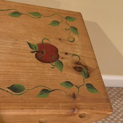 LOT 161B: Painted Apple Decor Table & Red Side Table w/ Baskets