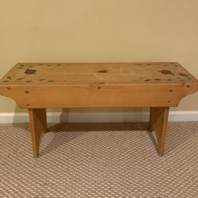 LOT 161B: Painted Apple Decor Table & Red Side Table w/ Baskets