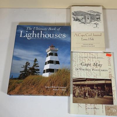 LOT 165B: Lefton Sandy Hook Lighthouse, Shaped Driftwood, Swirl Glitter Bird Sculpture, Carruth Frog Baby Sculpture & More