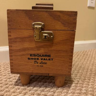 LOT 168B: Floral Cat Ironing Board, Buttoneer, Shoe Shine Kit & Hamilton Beach Iron Model 14010