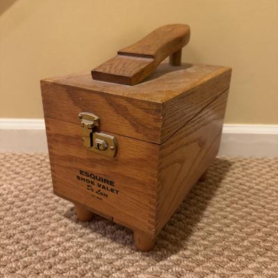 LOT 168B: Floral Cat Ironing Board, Buttoneer, Shoe Shine Kit & Hamilton Beach Iron Model 14010