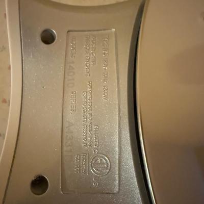 LOT 168B: Floral Cat Ironing Board, Buttoneer, Shoe Shine Kit & Hamilton Beach Iron Model 14010