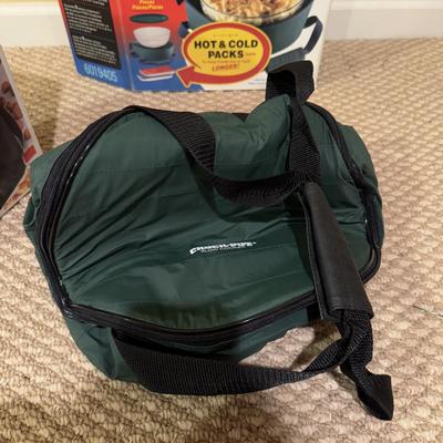 LOT 172B: Pyrex & Rival Insulated Bags, Serving Basket, Glass Tea Dispenser & More