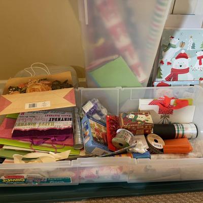 LOT 177B: Collection of Gift Wrapping Materials - Paper Rolls, Bags, Boxes & More