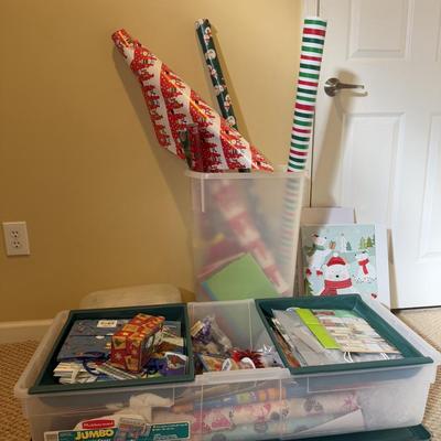 LOT 177B: Collection of Gift Wrapping Materials - Paper Rolls, Bags, Boxes & More