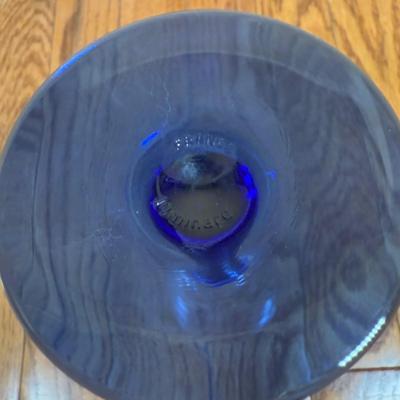 LOT 182N: Cobalt Blue Stem Luminarc Champagne Glasses, Decanter, Blue Goblets & Margarita Glasses