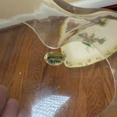 LOT 184N: Divided Glass Serving Bowls, Heart Shaped Glass Bowl & Heart Platter