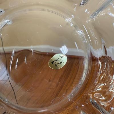 LOT 184N: Divided Glass Serving Bowls, Heart Shaped Glass Bowl & Heart Platter