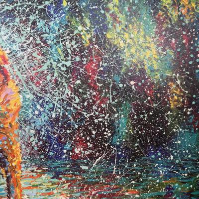 LOT 187L: Canvas Wall Art - Golden Retrievers, Pink Castle & Soccer Goal