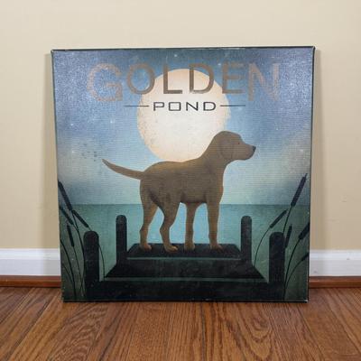 LOT 187L: Canvas Wall Art - Golden Retrievers, Pink Castle & Soccer Goal