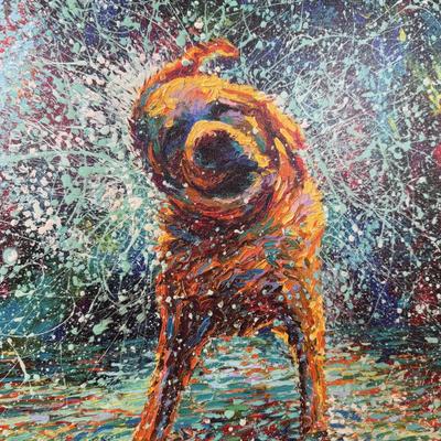 LOT 187L: Canvas Wall Art - Golden Retrievers, Pink Castle & Soccer Goal