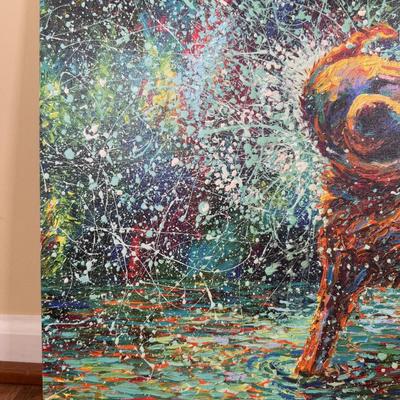 LOT 187L: Canvas Wall Art - Golden Retrievers, Pink Castle & Soccer Goal