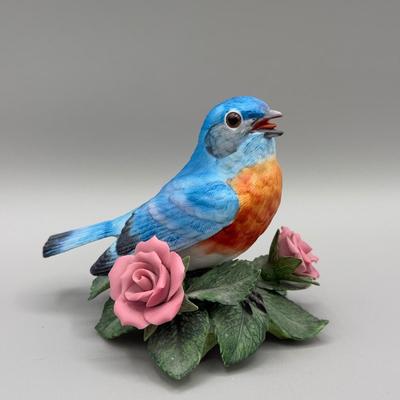 LOT 189N: Lenox Porcelain Birds - American Robin, 2001 Christmas Nuthatch, Bluebird & American Goldfinch