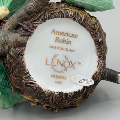 LOT 189N: Lenox Porcelain Birds - American Robin, 2001 Christmas Nuthatch, Bluebird & American Goldfinch
