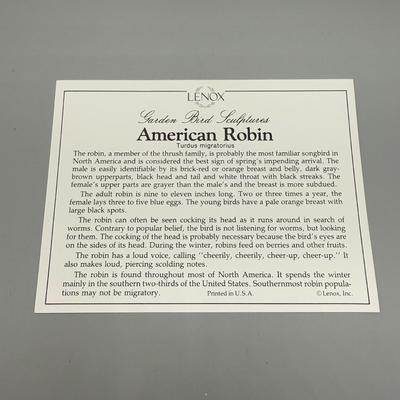LOT 189N: Lenox Porcelain Birds - American Robin, 2001 Christmas Nuthatch, Bluebird & American Goldfinch