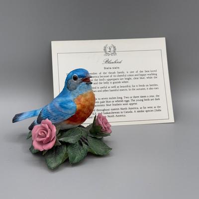 LOT 189N: Lenox Porcelain Birds - American Robin, 2001 Christmas Nuthatch, Bluebird & American Goldfinch
