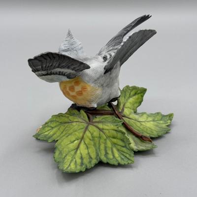LOT 190N: Beautiful Lenox Figurines - Black Swallowtail, Purple Finch, Chickadee & Tufted Titmouse