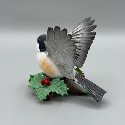 LOT 190N: Beautiful Lenox Figurines - Black Swallowtail, Purple Finch, Chickadee & Tufted Titmouse
