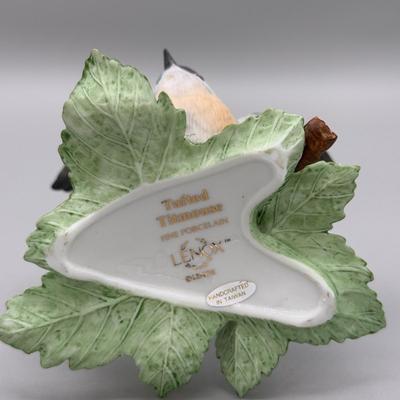 LOT 190N: Beautiful Lenox Figurines - Black Swallowtail, Purple Finch, Chickadee & Tufted Titmouse