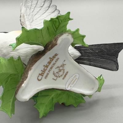 LOT 190N: Beautiful Lenox Figurines - Black Swallowtail, Purple Finch, Chickadee & Tufted Titmouse