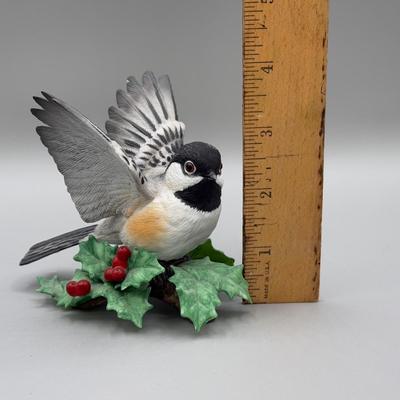 LOT 190N: Beautiful Lenox Figurines - Black Swallowtail, Purple Finch, Chickadee & Tufted Titmouse