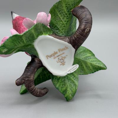 LOT 190N: Beautiful Lenox Figurines - Black Swallowtail, Purple Finch, Chickadee & Tufted Titmouse