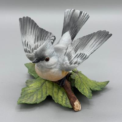 LOT 190N: Beautiful Lenox Figurines - Black Swallowtail, Purple Finch, Chickadee & Tufted Titmouse