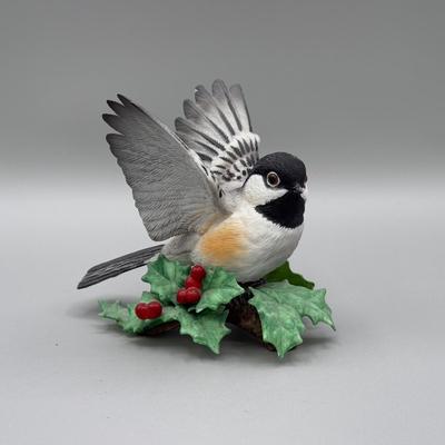 LOT 190N: Beautiful Lenox Figurines - Black Swallowtail, Purple Finch, Chickadee & Tufted Titmouse