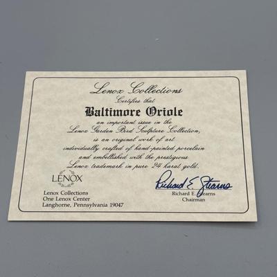 LOT 191N: Lenox Birds - Baltimore Oriole, Blue Jay, Red-Breasted Nuthatch & Cedar Waxwing